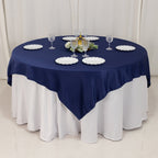Lamour Satin 72"x72" Table Overlay Square Tablecloth Navy Blue - Smooth Finish Table Topper - Bell Racket Store