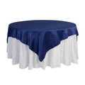 Lamour Satin 72"x72" Table Overlay Square Tablecloth Navy Blue - Smooth Finish Table Topper - Bell Racket Store