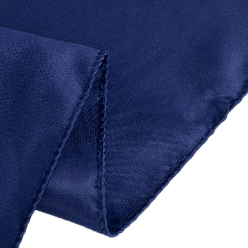 Lamour Satin 72"x72" Table Overlay Square Tablecloth Navy Blue - Smooth Finish Table Topper - Bell Racket Store