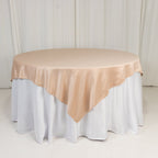 Lamour Satin 72"x72" Table Overlay Square Tablecloth Nude - Smooth Finish Table Topper - Bell Racket Store