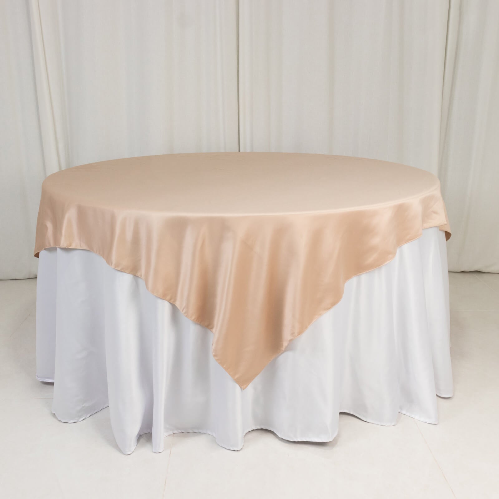 Lamour Satin 72"x72" Table Overlay Square Tablecloth Nude - Smooth Finish Table Topper - Bell Racket Store