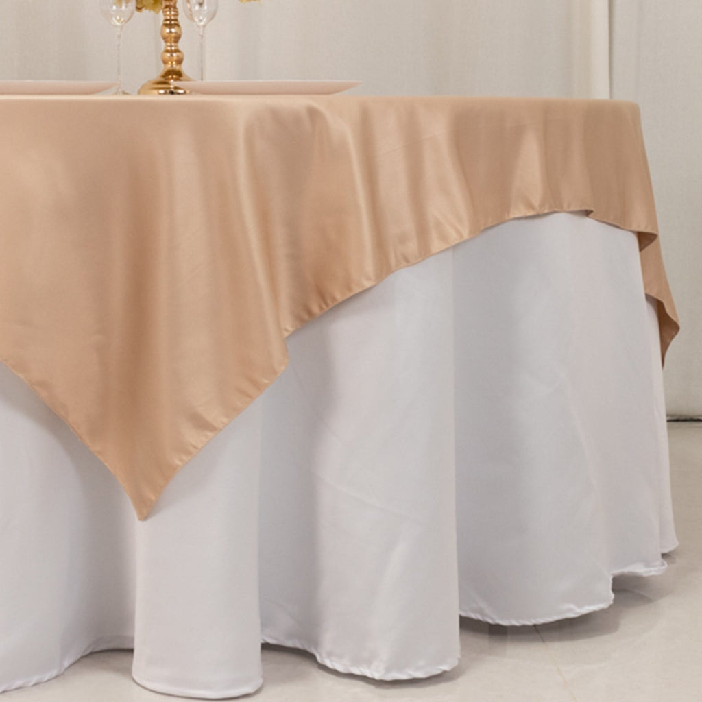 Lamour Satin 72"x72" Table Overlay Square Tablecloth Nude - Smooth Finish Table Topper - Bell Racket Store