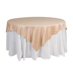Lamour Satin 72"x72" Table Overlay Square Tablecloth Nude - Smooth Finish Table Topper - Bell Racket Store