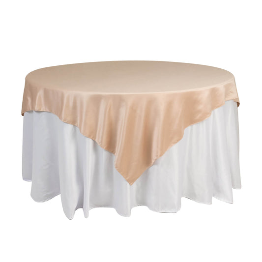 Lamour Satin 72"x72" Table Overlay Square Tablecloth Nude - Smooth Finish Table Topper - Bell Racket Store