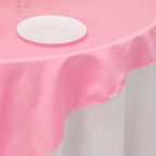 Lamour Satin 72"x72" Table Overlay Square Tablecloth Pink - Smooth Finish Table Topper - Bell Racket Store