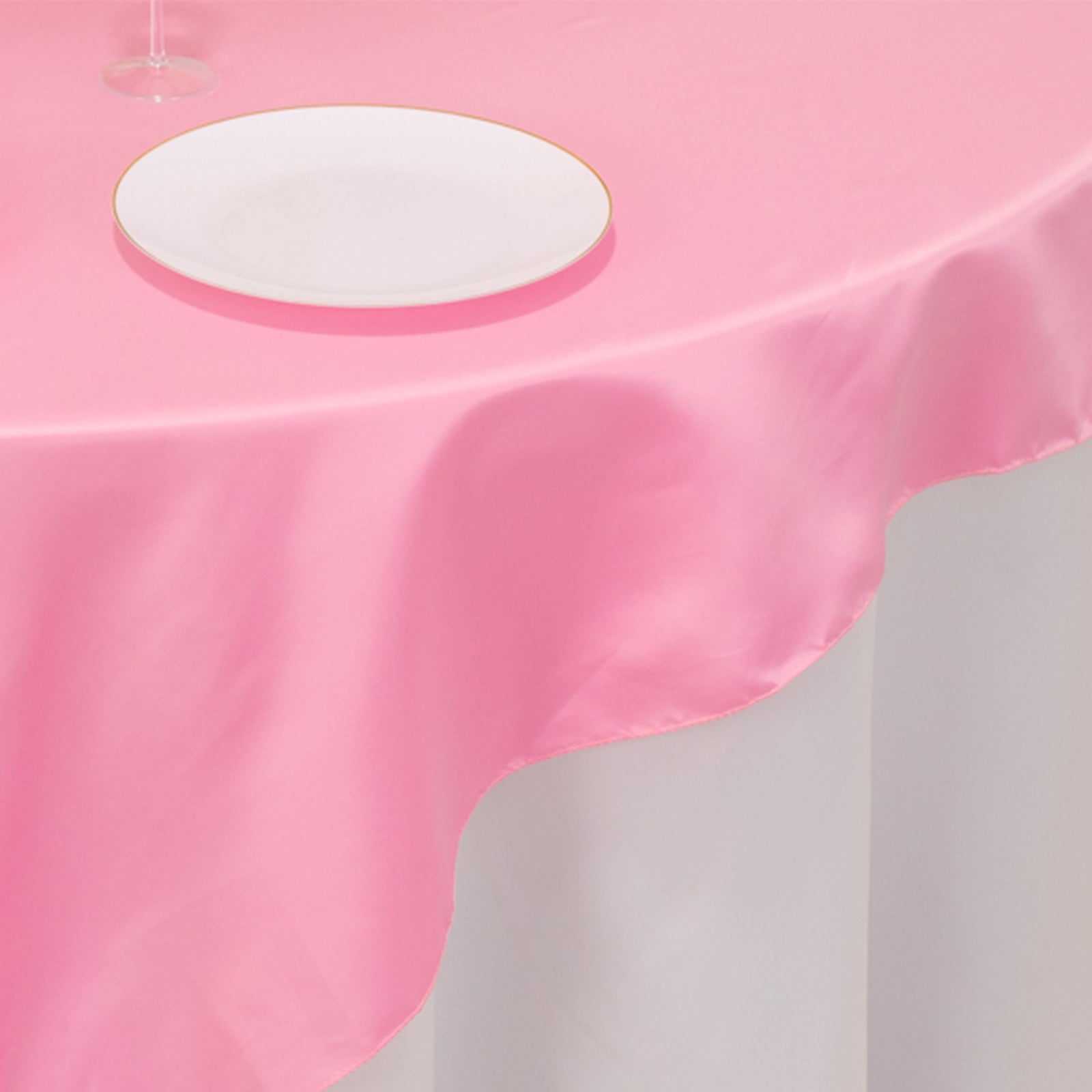 Lamour Satin 72"x72" Table Overlay Square Tablecloth Pink - Smooth Finish Table Topper - Bell Racket Store
