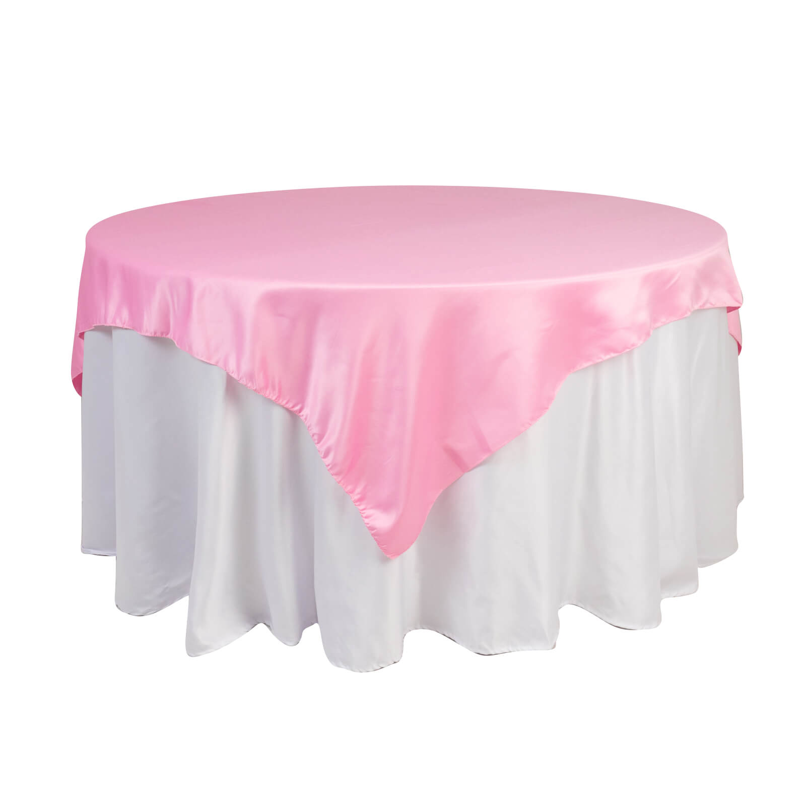 Lamour Satin 72"x72" Table Overlay Square Tablecloth Pink - Smooth Finish Table Topper - Bell Racket Store