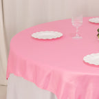 Lamour Satin 72"x72" Table Overlay Square Tablecloth Pink - Smooth Finish Table Topper - Bell Racket Store