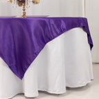 Lamour Satin 72"x72" Table Overlay Square Tablecloth Purple - Smooth Finish Table Topper - Bell Racket Store
