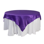 Lamour Satin 72"x72" Table Overlay Square Tablecloth Purple - Smooth Finish Table Topper - Bell Racket Store