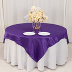 Lamour Satin 72"x72" Table Overlay Square Tablecloth Purple - Smooth Finish Table Topper - Bell Racket Store