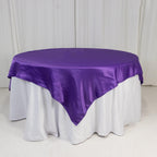 Lamour Satin 72"x72" Table Overlay Square Tablecloth Purple - Smooth Finish Table Topper - Bell Racket Store