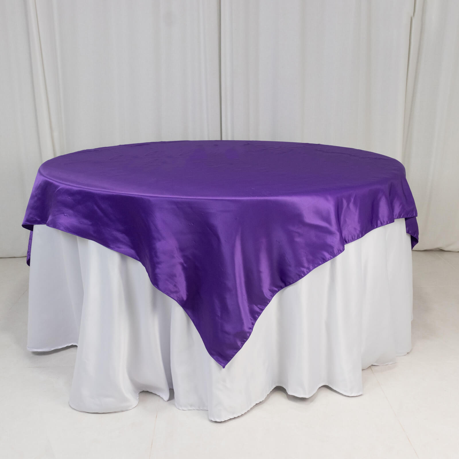 Lamour Satin 72"x72" Table Overlay Square Tablecloth Purple - Smooth Finish Table Topper - Bell Racket Store