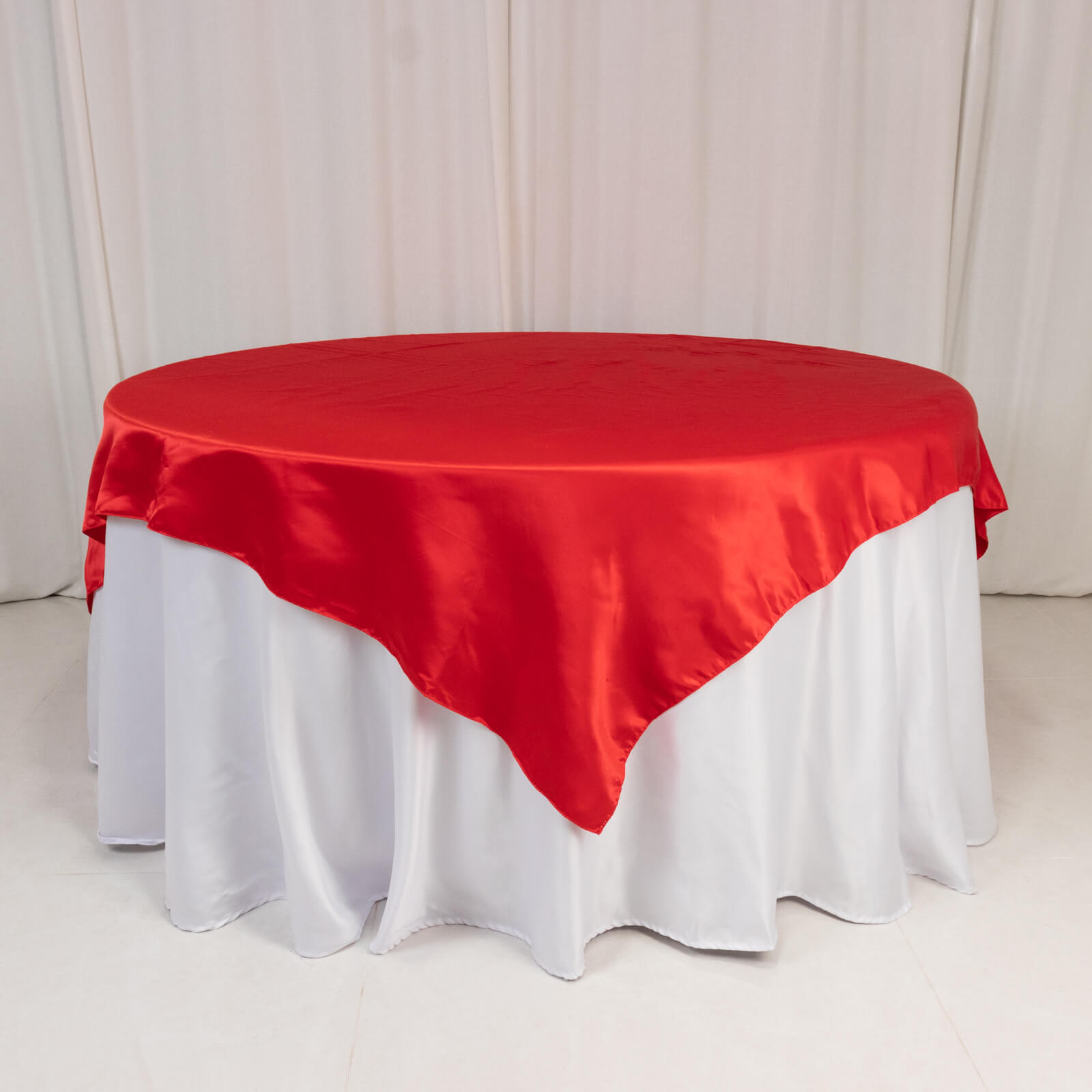 Lamour Satin 72"x72" Table Overlay Square Tablecloth Red - Smooth Finish Table Topper - Bell Racket Store