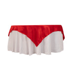 Lamour Satin 72"x72" Table Overlay Square Tablecloth Red - Smooth Finish Table Topper - Bell Racket Store