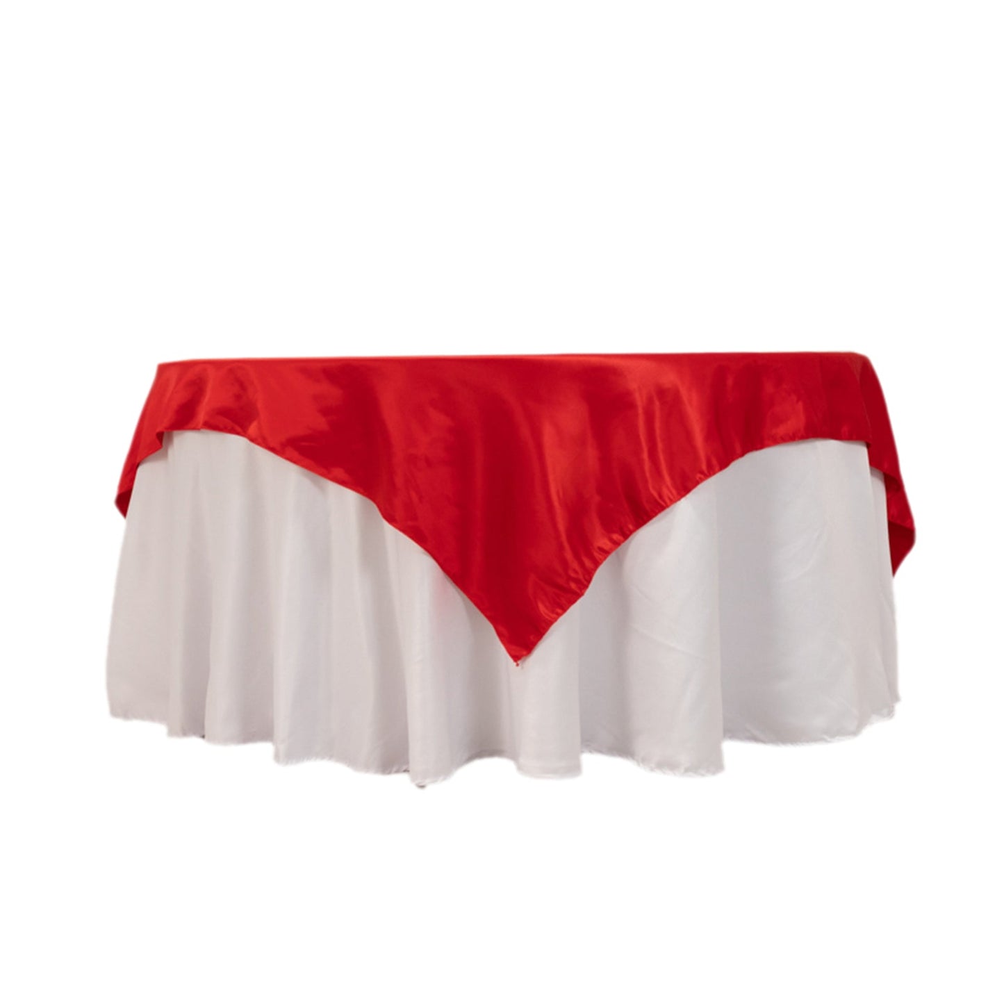 Lamour Satin 72"x72" Table Overlay Square Tablecloth Red - Smooth Finish Table Topper - Bell Racket Store