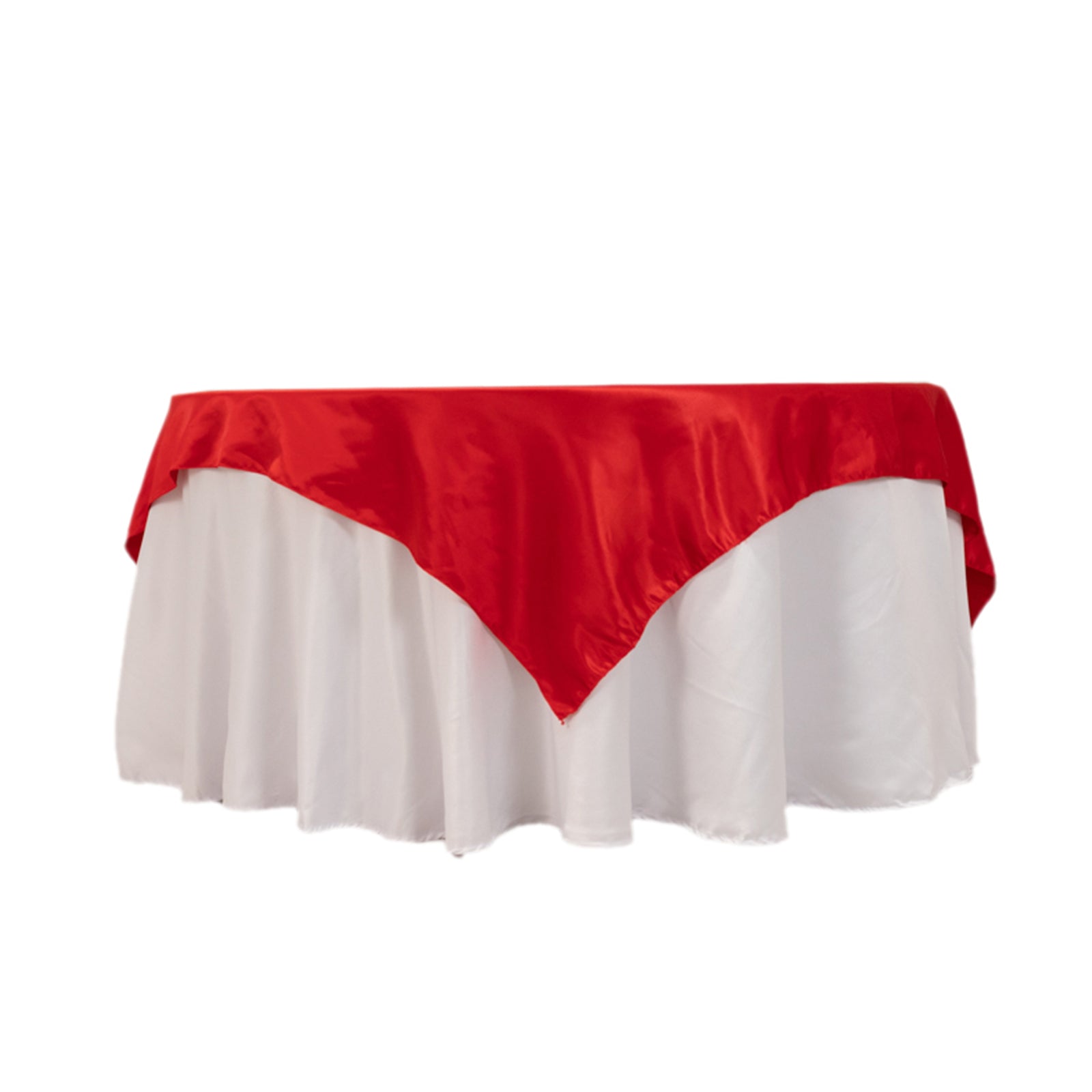 Lamour Satin 72"x72" Table Overlay Square Tablecloth Red - Smooth Finish Table Topper - Bell Racket Store