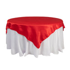 Lamour Satin 72"x72" Table Overlay Square Tablecloth Red - Smooth Finish Table Topper - Bell Racket Store