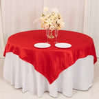 Lamour Satin 72"x72" Table Overlay Square Tablecloth Red - Smooth Finish Table Topper - Bell Racket Store