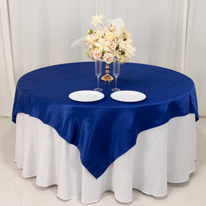 Lamour Satin 72"x72" Table Overlay Square Tablecloth Royal Blue - Smooth Finish Table Topper - Bell Racket Store