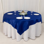 Lamour Satin 72"x72" Table Overlay Square Tablecloth Royal Blue - Smooth Finish Table Topper - Bell Racket Store
