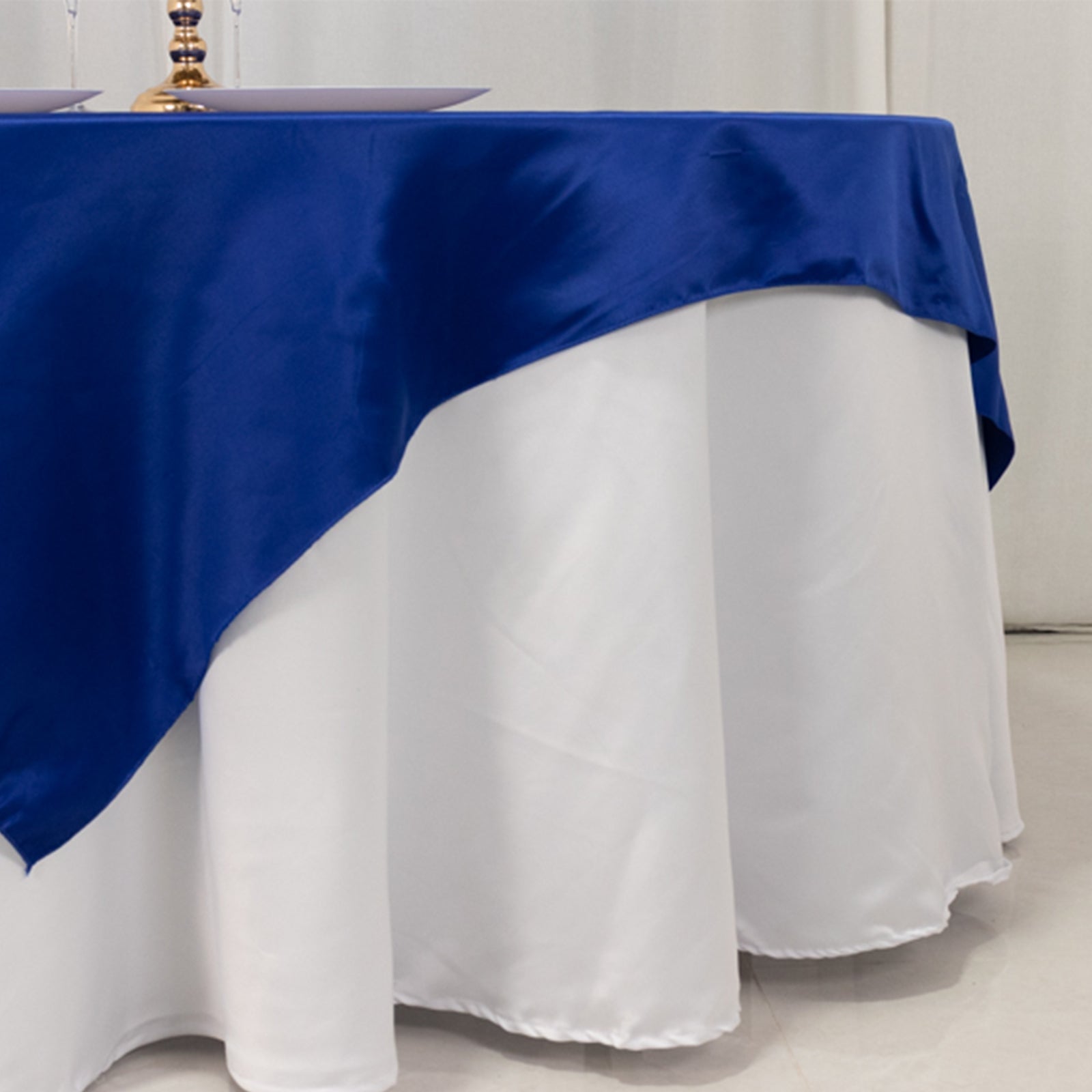 Lamour Satin 72"x72" Table Overlay Square Tablecloth Royal Blue - Smooth Finish Table Topper - Bell Racket Store
