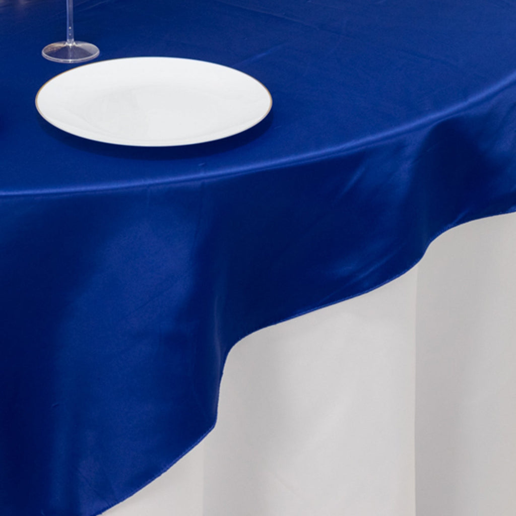 Lamour Satin 72"x72" Table Overlay Square Tablecloth Royal Blue - Smooth Finish Table Topper - Bell Racket Store