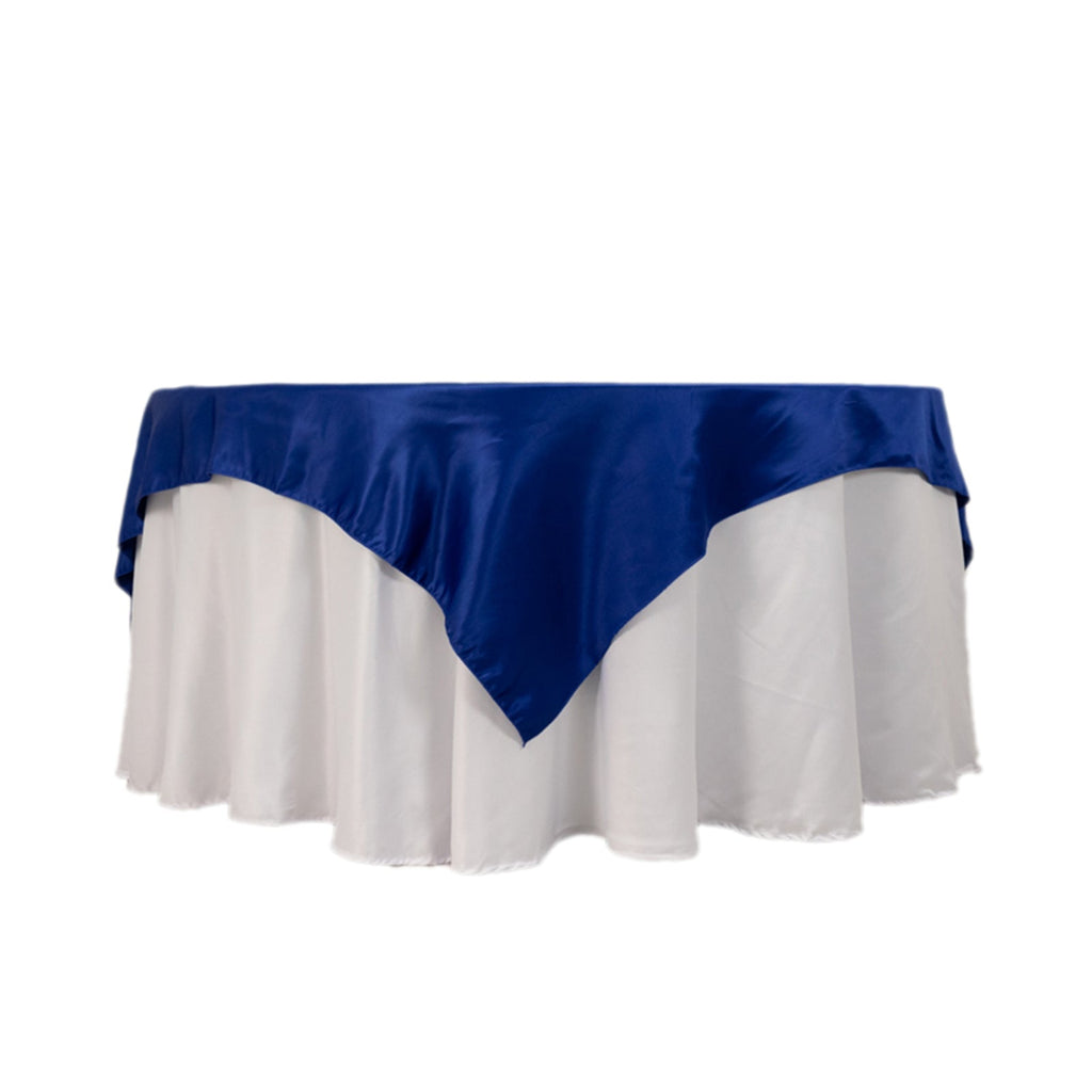 Lamour Satin 72"x72" Table Overlay Square Tablecloth Royal Blue - Smooth Finish Table Topper - Bell Racket Store
