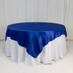 Lamour Satin 72"x72" Table Overlay Square Tablecloth Royal Blue - Smooth Finish Table Topper - Bell Racket Store