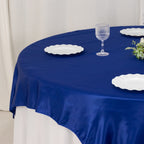Lamour Satin 72"x72" Table Overlay Square Tablecloth Royal Blue - Smooth Finish Table Topper - Bell Racket Store