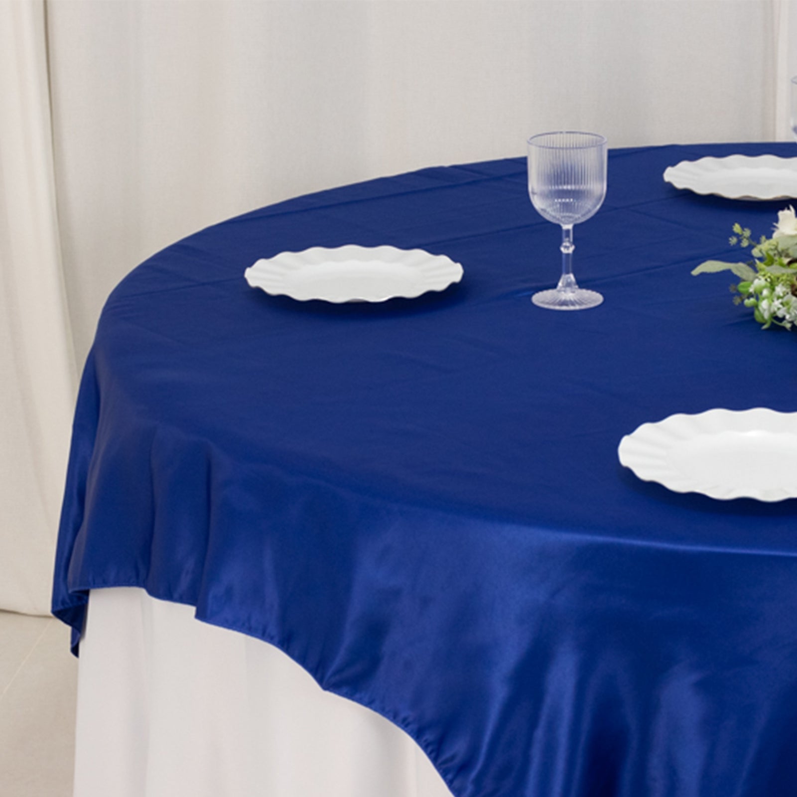 Lamour Satin 72"x72" Table Overlay Square Tablecloth Royal Blue - Smooth Finish Table Topper - Bell Racket Store