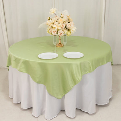 Lamour Satin 72"x72" Table Overlay Square Tablecloth Sage Green - Smooth Finish Table Topper - Bell Racket Store