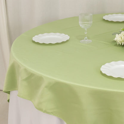 Lamour Satin 72"x72" Table Overlay Square Tablecloth Sage Green - Smooth Finish Table Topper - Bell Racket Store