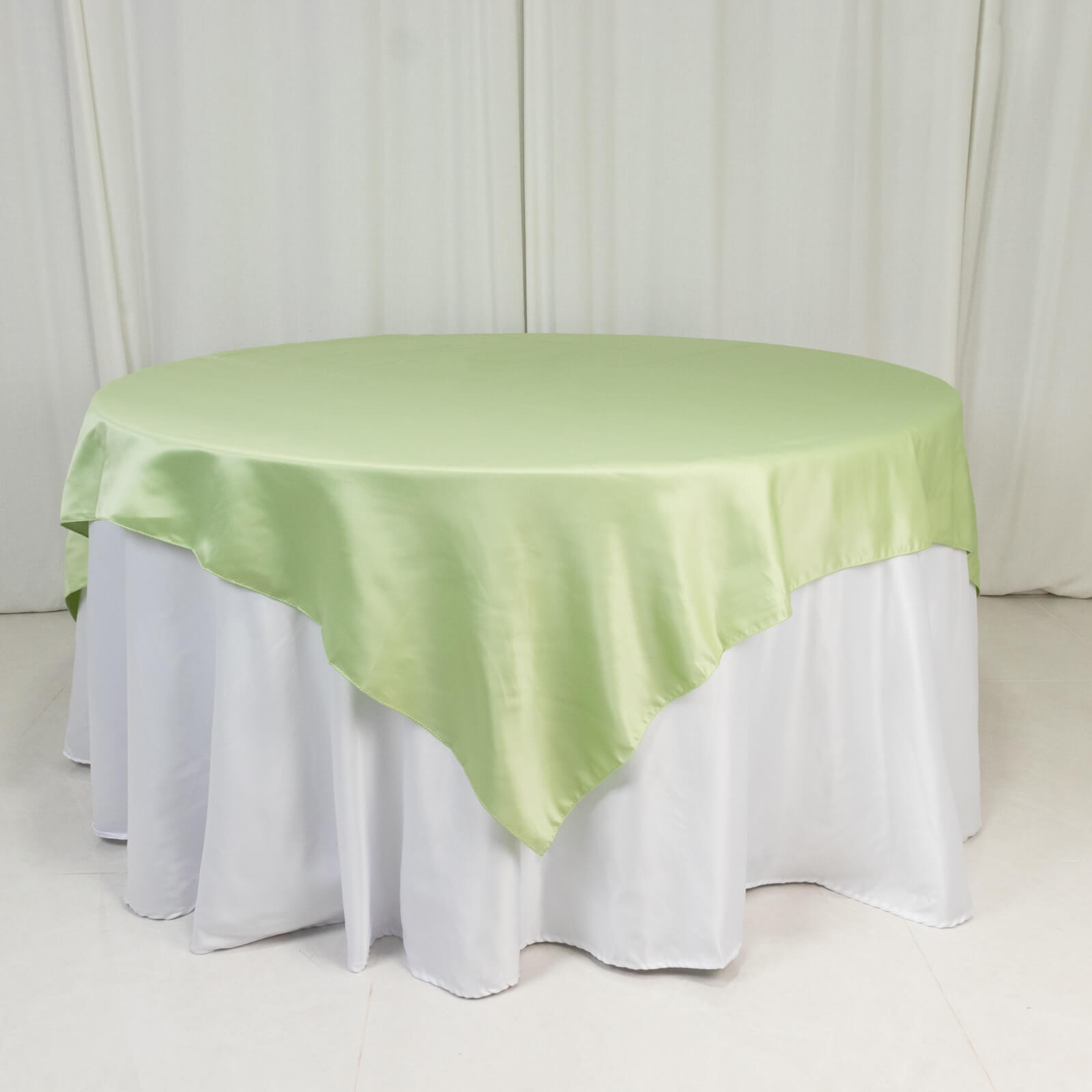 Lamour Satin 72"x72" Table Overlay Square Tablecloth Sage Green - Smooth Finish Table Topper - Bell Racket Store