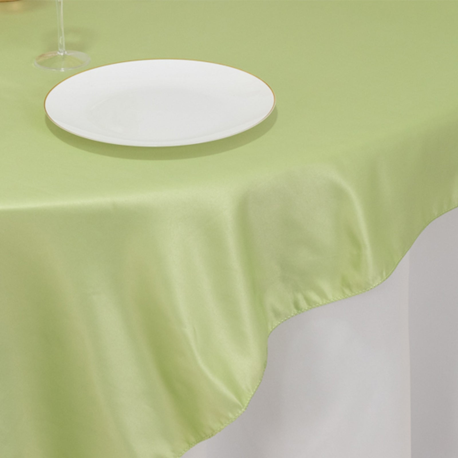 Lamour Satin 72"x72" Table Overlay Square Tablecloth Sage Green - Smooth Finish Table Topper - Bell Racket Store