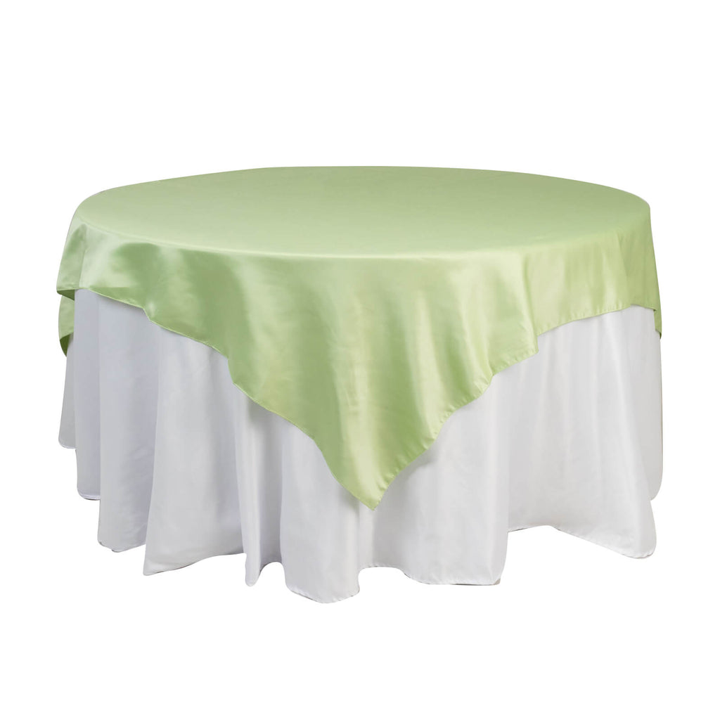 Lamour Satin 72"x72" Table Overlay Square Tablecloth Sage Green - Smooth Finish Table Topper - Bell Racket Store