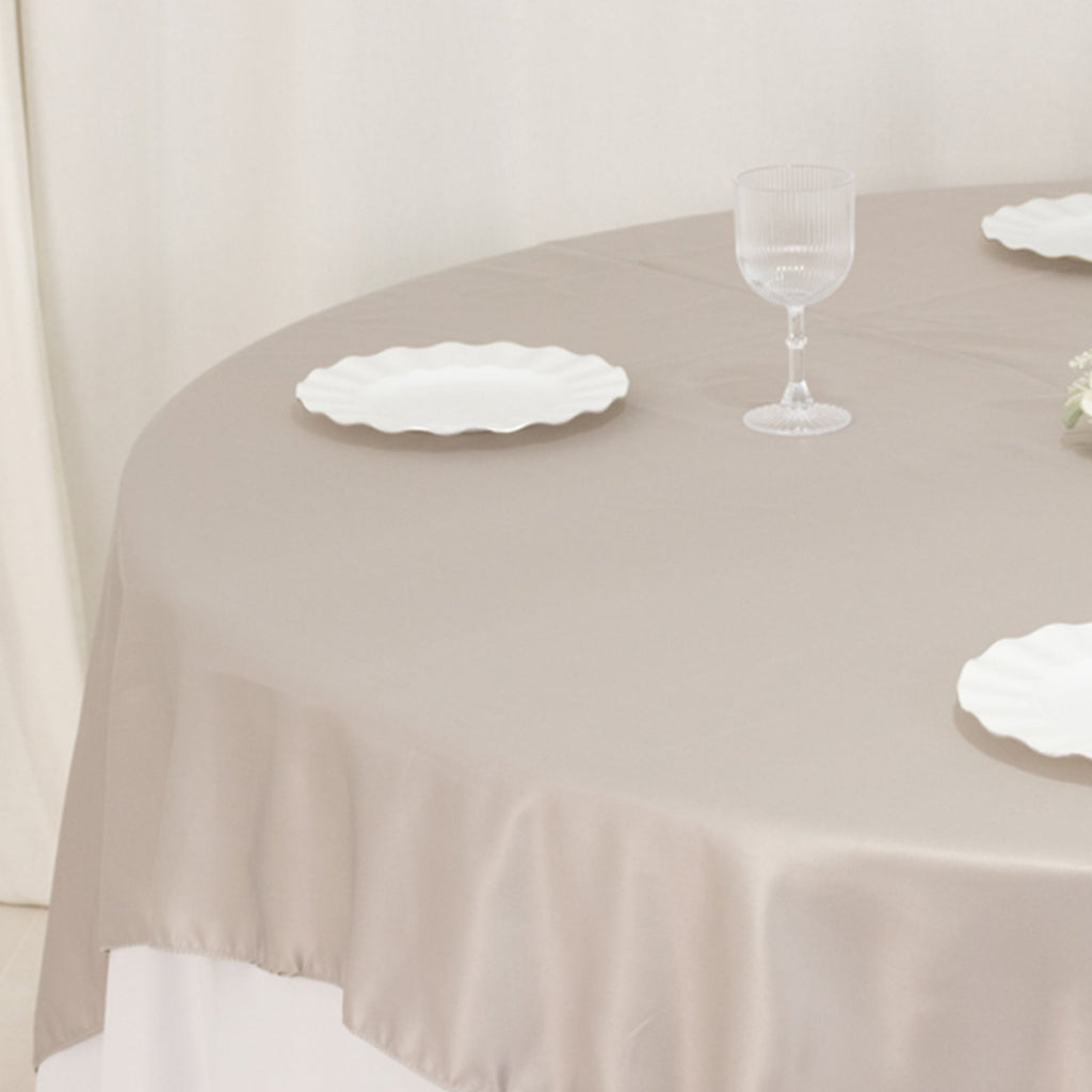 Lamour Satin 72"x72" Table Overlay Square Tablecloth Silver - Smooth Finish Table Topper - Bell Racket Store