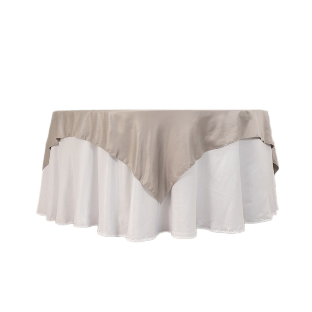 Lamour Satin 72"x72" Table Overlay Square Tablecloth Silver - Smooth Finish Table Topper - Bell Racket Store