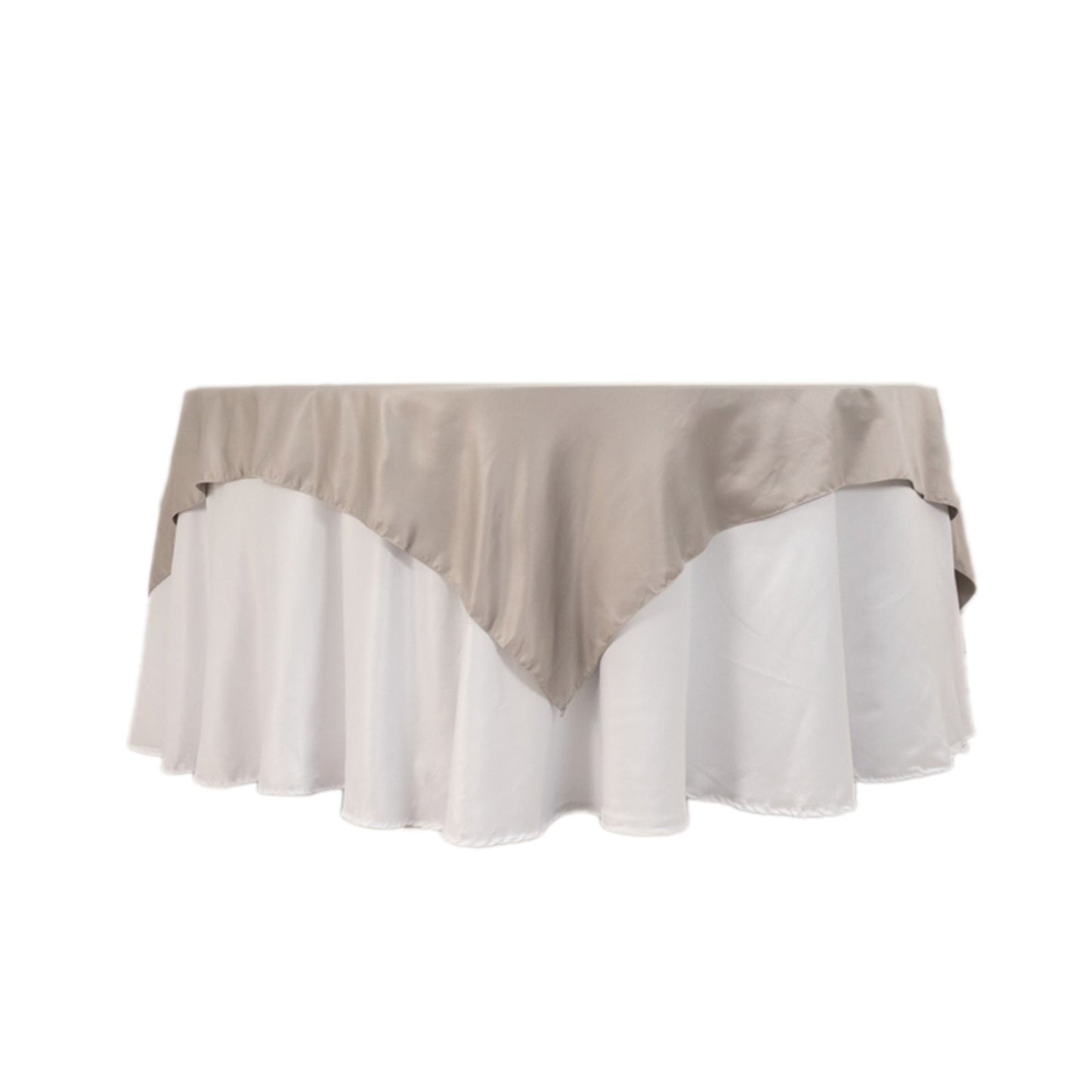 Lamour Satin 72"x72" Table Overlay Square Tablecloth Silver - Smooth Finish Table Topper - Bell Racket Store