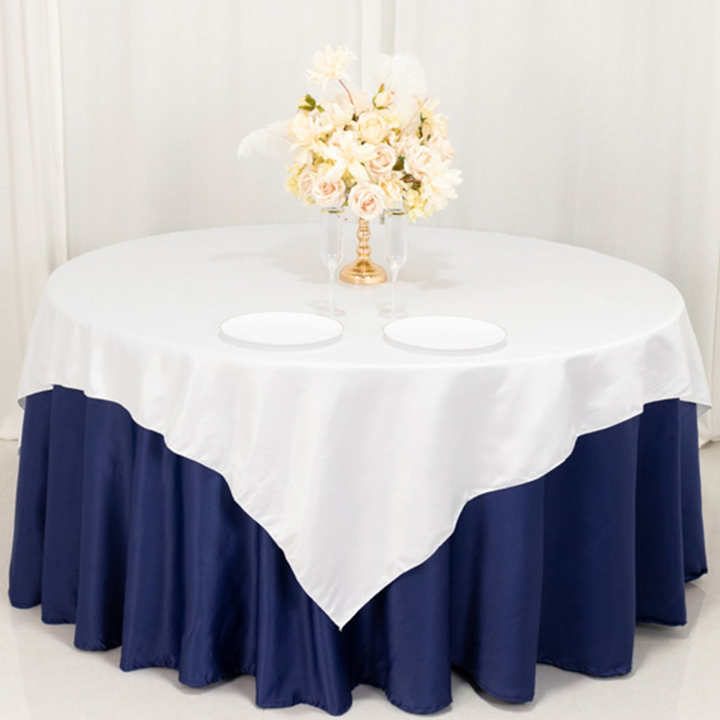 Lamour Satin 72"x72" Table Overlay Square Tablecloth White - Smooth Finish for Luxurious Events - Bell Racket Store