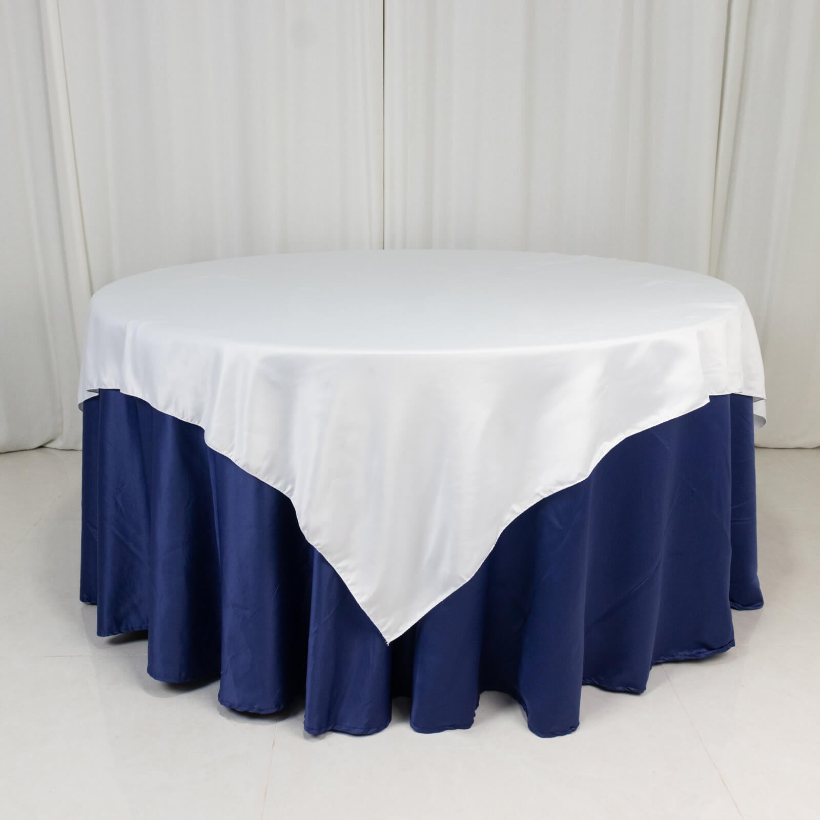 Lamour Satin 72"x72" Table Overlay Square Tablecloth White - Smooth Finish for Luxurious Events - Bell Racket Store