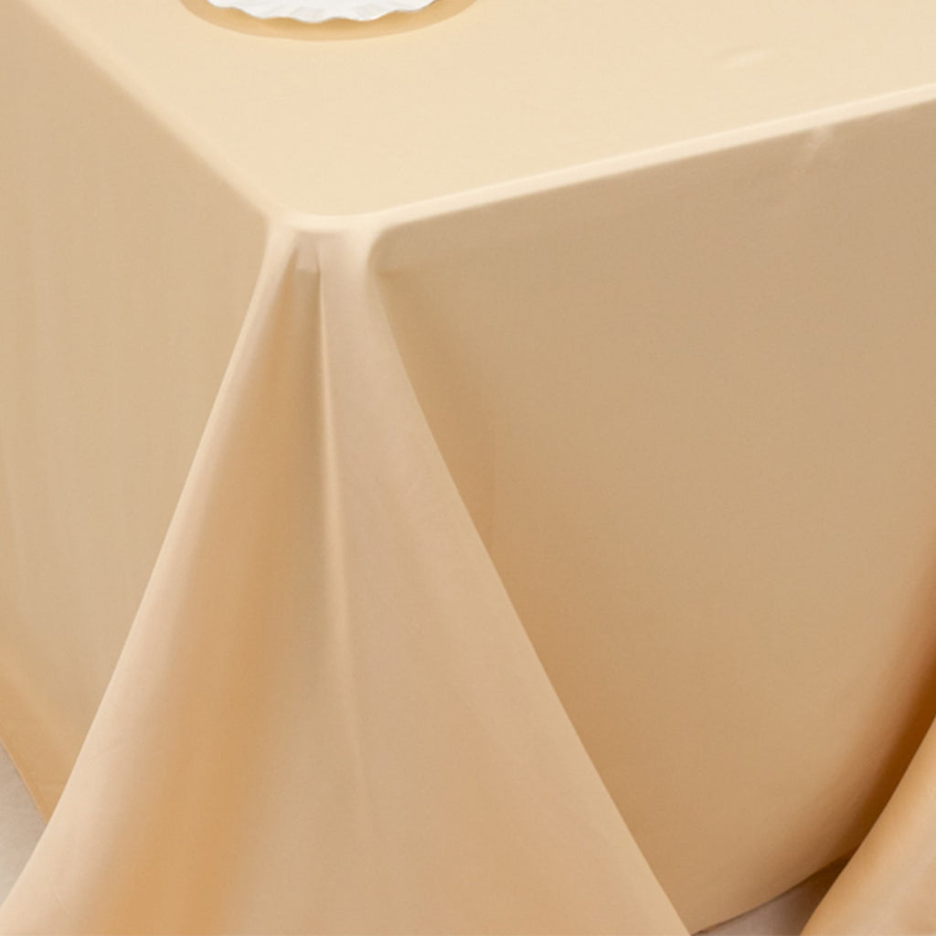 Lamour Satin 90"x132" Rectangle Tablecloth Beige - Soft & Silk - Like Seamless Table Cover - Bell Racket Store