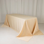 Lamour Satin 90"x132" Rectangle Tablecloth Beige - Soft & Silk - Like Seamless Table Cover - Bell Racket Store