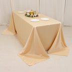 Lamour Satin 90"x132" Rectangle Tablecloth Beige - Soft & Silk - Like Seamless Table Cover - Bell Racket Store