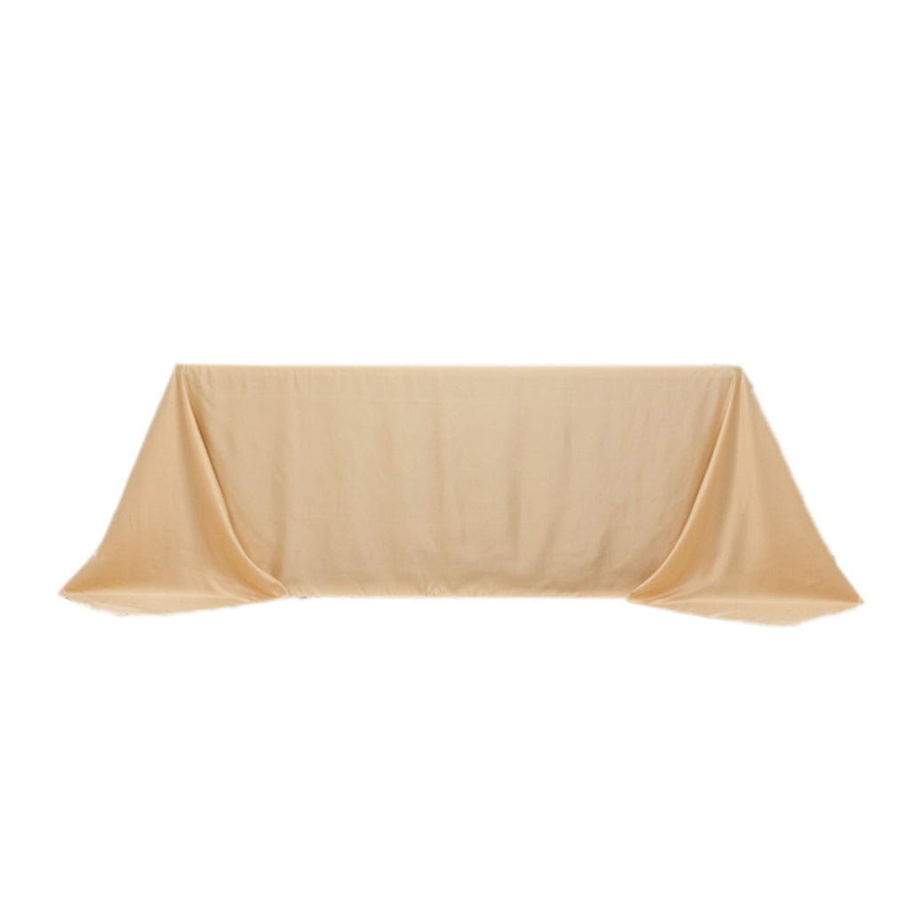 Lamour Satin 90"x132" Rectangle Tablecloth Beige - Soft & Silk - Like Seamless Table Cover - Bell Racket Store