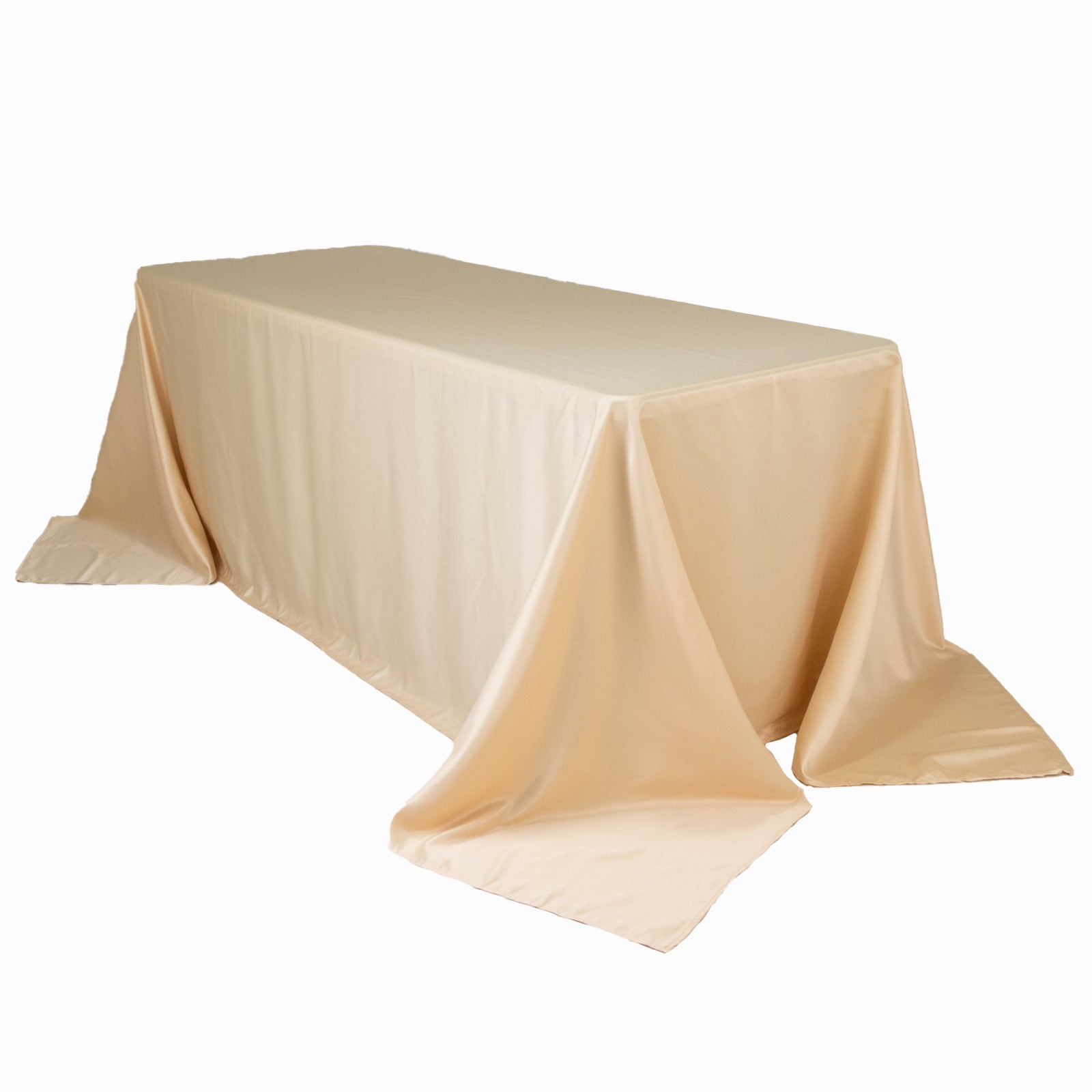 Lamour Satin 90"x132" Rectangle Tablecloth Beige - Soft & Silk - Like Seamless Table Cover - Bell Racket Store