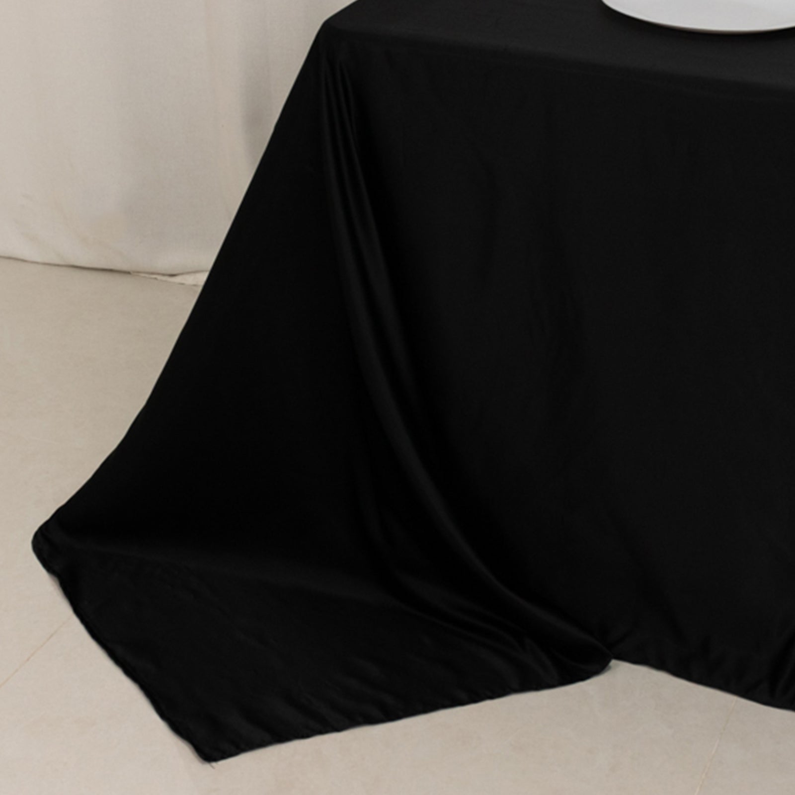 Lamour Satin 90"x132" Rectangle Tablecloth Black - Soft & Silk - Like Seamless Table Cover for Weddings & Parties - Bell Racket Store