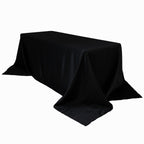 Lamour Satin 90"x132" Rectangle Tablecloth Black - Soft & Silk - Like Seamless Table Cover for Weddings & Parties - Bell Racket Store