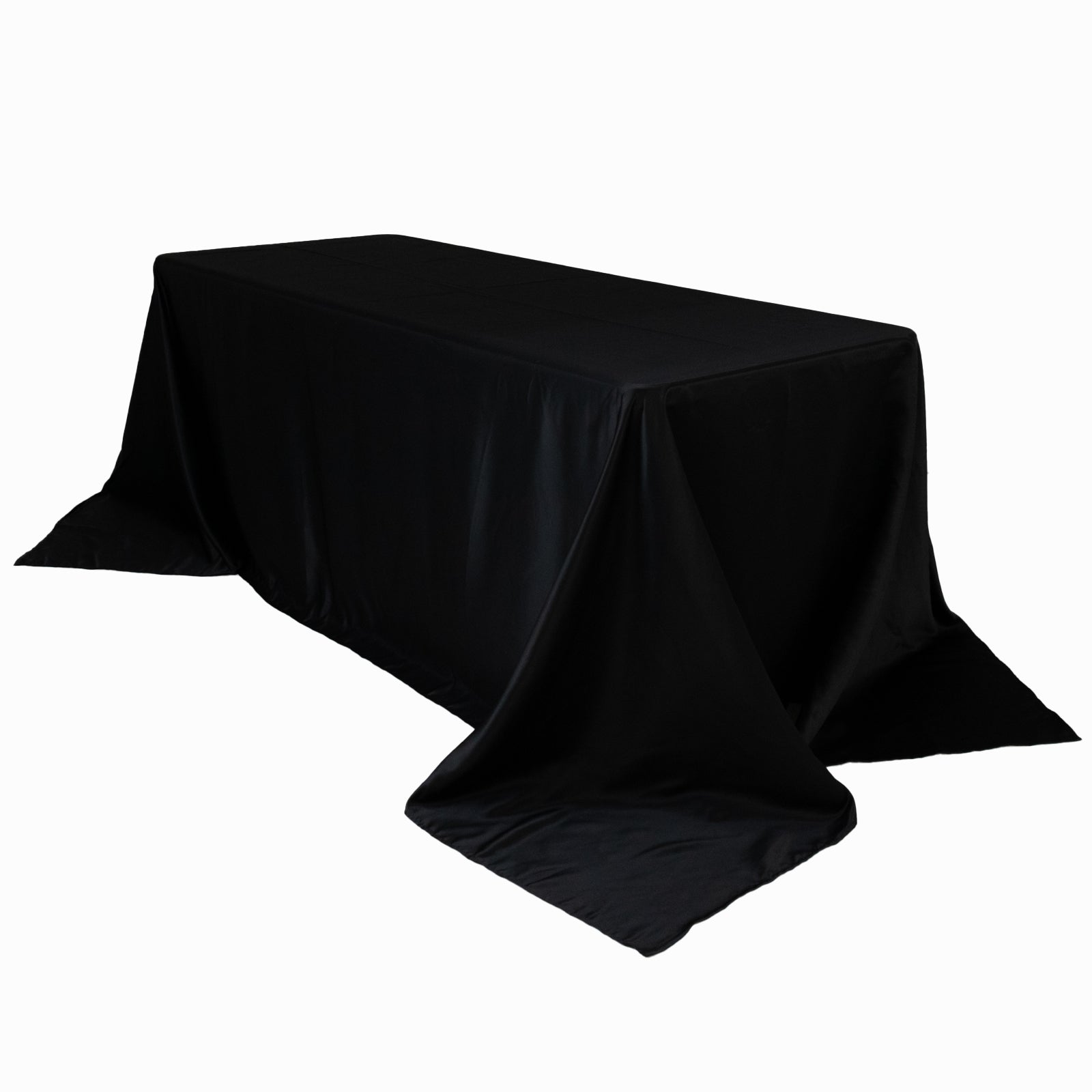 Lamour Satin 90"x132" Rectangle Tablecloth Black - Soft & Silk - Like Seamless Table Cover for Weddings & Parties - Bell Racket Store