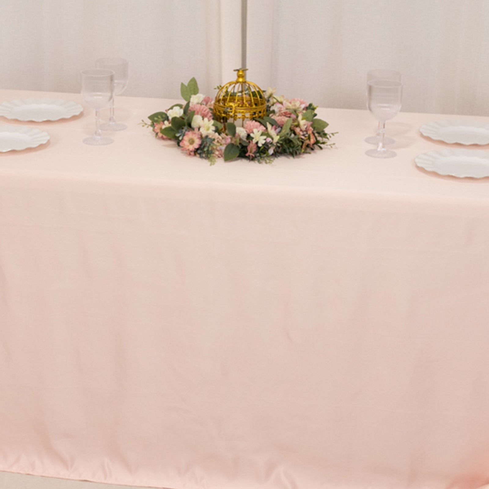 Lamour Satin 90"x132" Rectangle Tablecloth Blush - Soft & Silk - Like Seamless Table Cover - Bell Racket Store